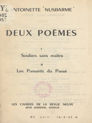 cover image of Deux poèmes
